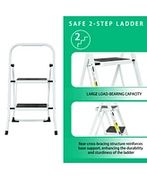 2 Step Ladder Folding Step Stool , Lightweight Step Stools for Adults with Anti-Slip Pedal, Portable Steel Handrails Step Ladder Withstanding 330 lbs