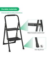 2 Step Ladder Portable Folding Ladder Stool for Adults with Wide Anti-Slip Pedal