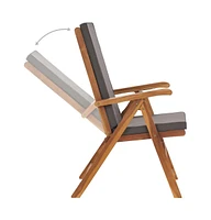 Reclining Patio Chairs with Cushions 2 pcs Solid Teak Wood Gray
