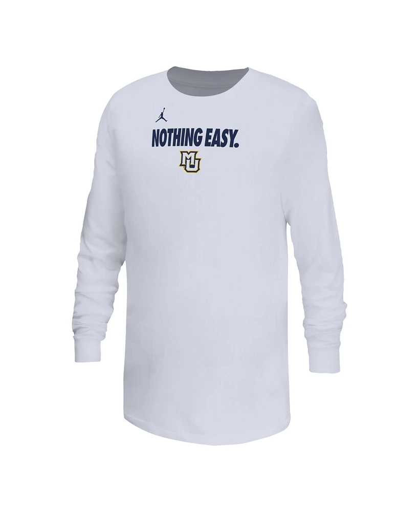 Nike Big Boys and Girls White Marquette Golden Eagles 2025 Legend Bench Long Sleeve T-Shirt