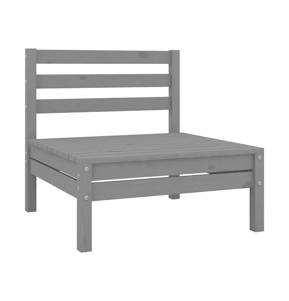 Patio Middle Sofa Gray Solid Wood Pine