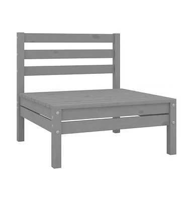 Patio Middle Sofa Gray Solid Wood Pine