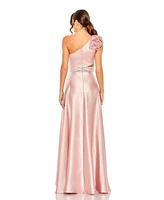 Mac Duggal Women's Ruffled One Shoulder Cut Out Hi-Low Gown