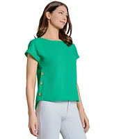 Jones New York Petite Solid Side-Button Blouse