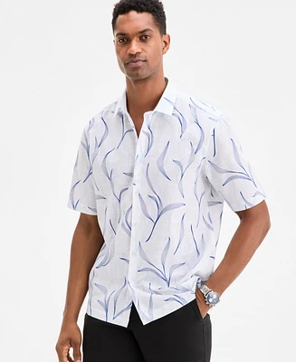 Alfani Men's Johnny Short Sleeve Botanical Print Button-Front Shirt, Exclusively at Macy's