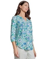 Jones New York Petite 3/4-Sleeve V-Neck Tunic Top