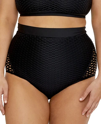 Becca Etc Women's Castaway Textured High Waist Bikini Bottoms