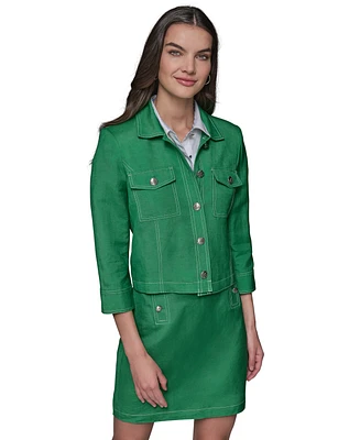 Karl Lagerfeld Paris Petite Linen-Blend Jacket