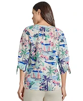 Jones New York Petite Tied 3/4-Sleeve V-Neck Top