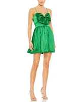 Mac Duggal Women's Bow Front Bubble Hem Mini Dress