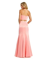Mac Duggal Women's Strapless Bow Top and Mermaid Skirt 2 Piece Set