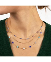 The Lovery Amethyst Bar Chain Necklace 14K Gold
