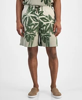 A|X Armani Exchange Men's Drawstring Palm Tree Print 9" Bermuda Shorts