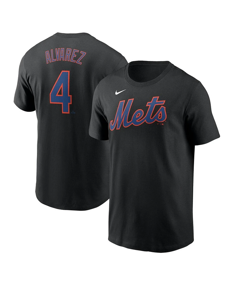 Nike Men's Francisco Alvarez Black New York Mets Fuse Name Number T-Shirt
