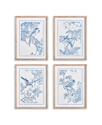 17.75"W x 1"D x 23.5"H Monochromatic Bird Study Framed Wall Art Set of 4
