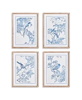 17.75"W x 1"D x 23.5"H Monochromatic Bird Study Framed Wall Art Set of 4