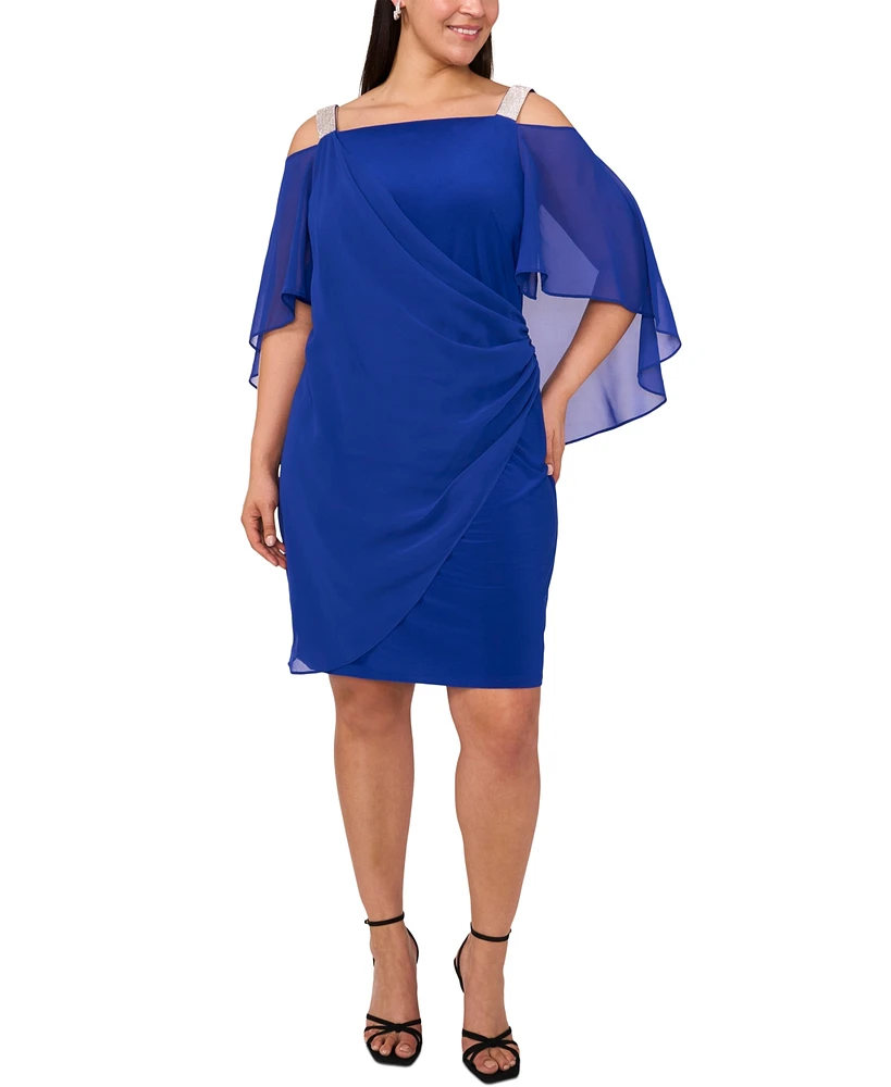 Msk Plus Embellished Cold-Shoulder Draped Shift Dress