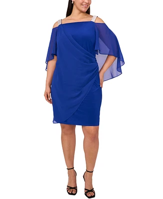 Msk Plus Embellished Cold-Shoulder Draped Shift Dress