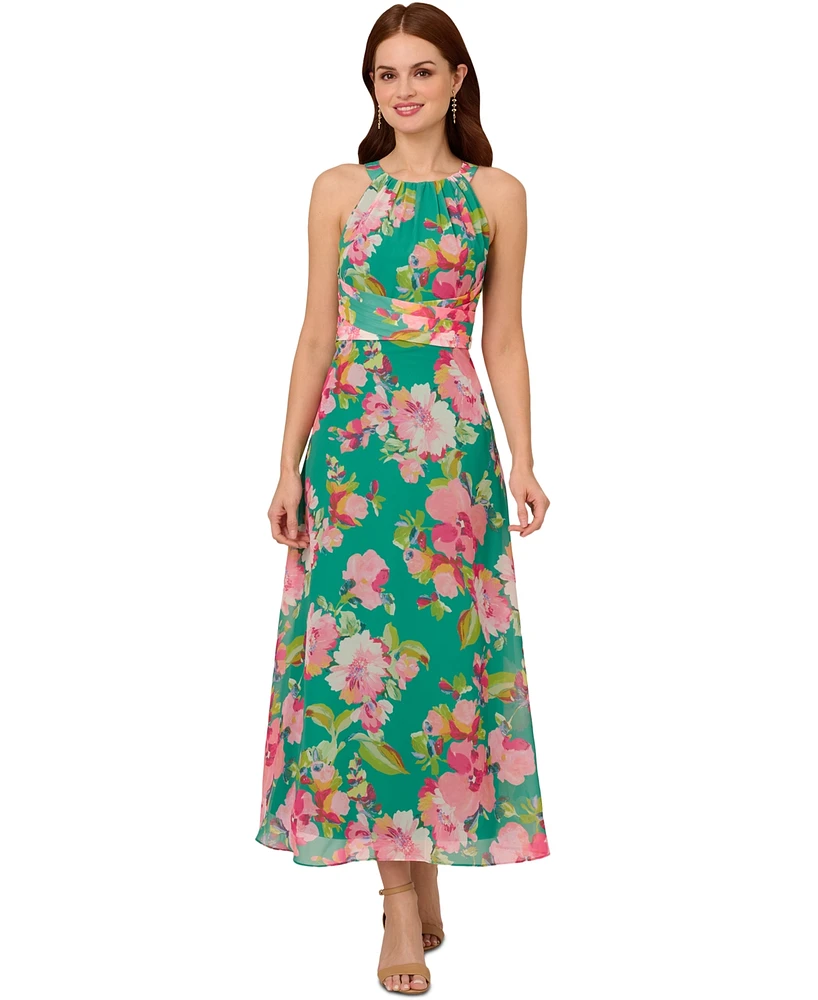Adrianna Papell Women's Floral-Print Halter Maxi Dress