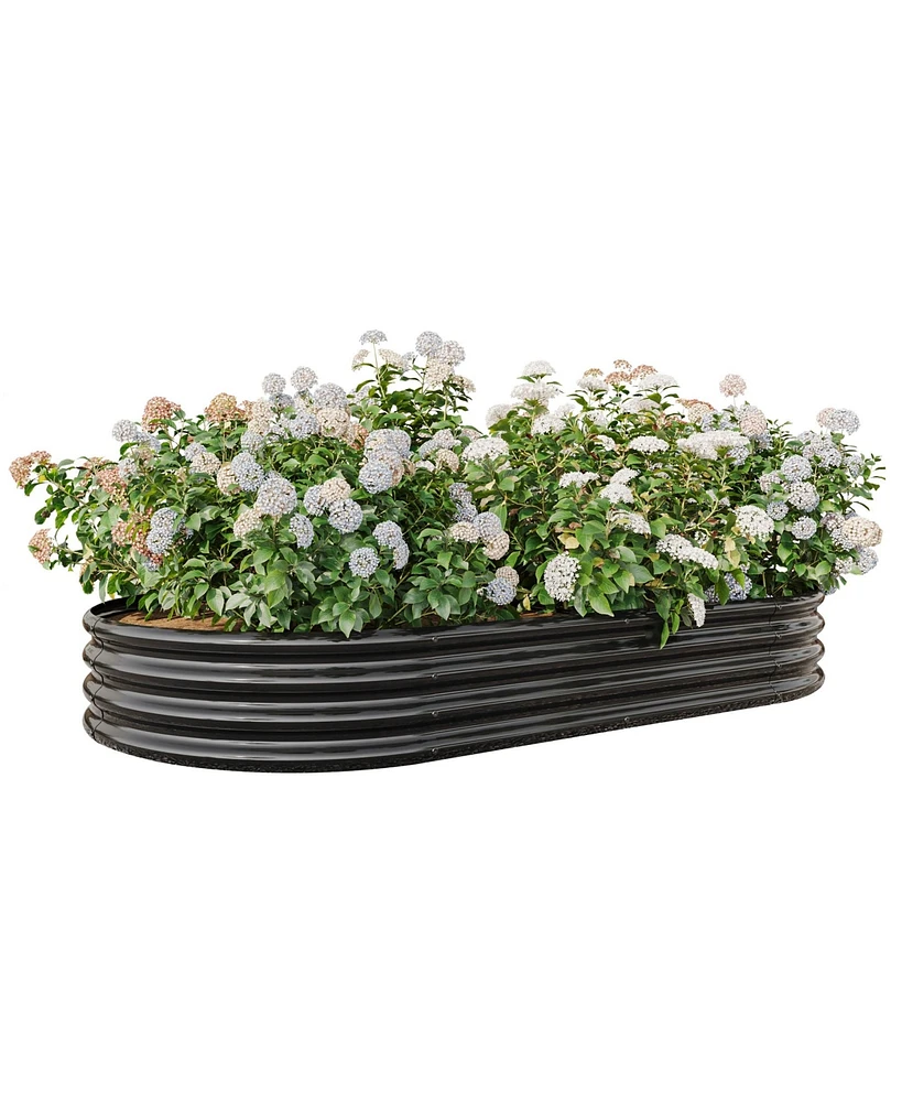 Raised Garden Bed Outdoor, Oval Large Metal Raised Planter Bed for for Plants, Vegetables
