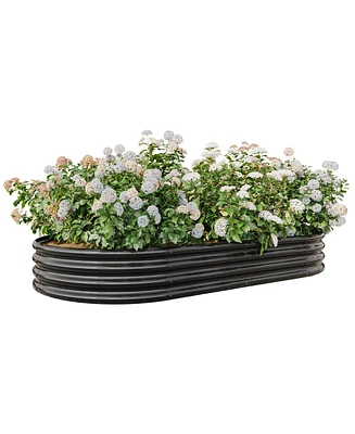 Raised Garden Bed Outdoor, Oval Large Metal Raised Planter Bed for for Plants, Vegetables