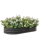 Raised Garden Bed Outdoor, Oval Large Metal Raised Planter Bed for for Plants, Vegetables