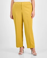 Le Suit Plus Crepe One-Button Straight-Leg Pantsuit