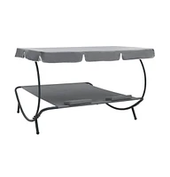 Patio Lounge Bed with Canopy and Pillows