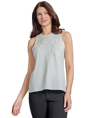 Jones New York Petite Sleeveless Applique Top