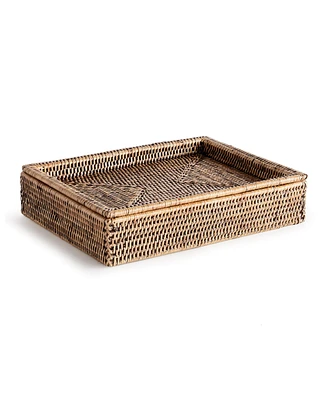 Burma Rattan Lidded Letter Storage Decorative Tray