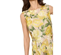 Tahari Asl Women's Floral-Embroidered A-Line Midi Dress