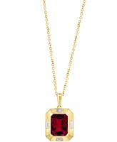 Effy Garnet (3 ct. t.w.) & White Topaz (1/5 ct. t.w.) Pendant Necklace in 14k Gold, 17" + 1" extender