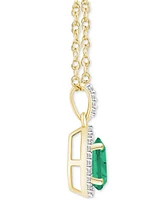 Lab-Created Emerald (3/4 ct. t.w.) & White Sapphire (1/6 Pear Halo 18" Pendant Necklace 10k Gold
