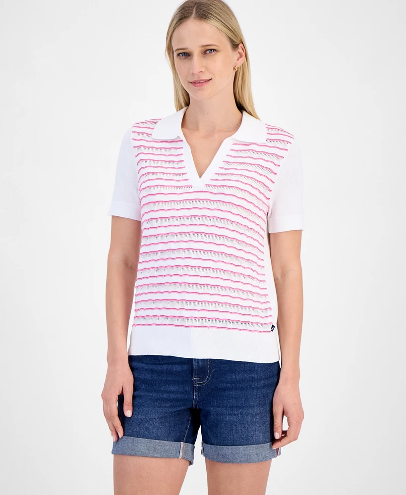 Nautica Jeans Women's Cotton Textured-Knit Sweater