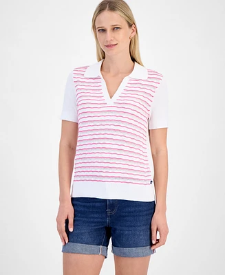 Nautica Jeans Women's Cotton Textured-Knit Sweater