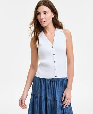 Nautica Jeans Women's Cotton Collared Sleeveless Sweater