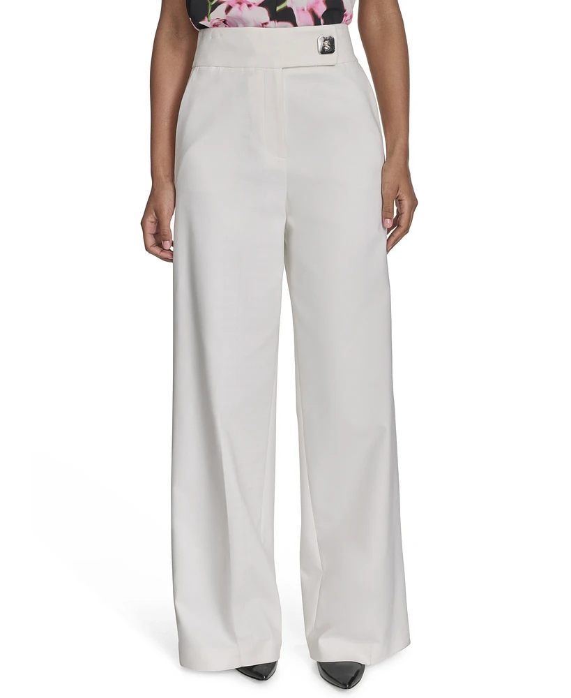 Calvin Klein Petite Mid-Rise Wide-Leg Pants