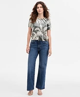 Guess Women's Sequin Printed Short-Sleeve Sweater