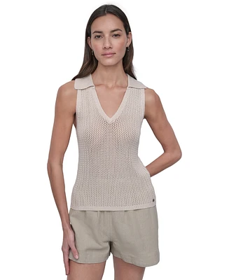 Dkny Jeans Women's Polo Collar Sleeveless Sweater - D5k