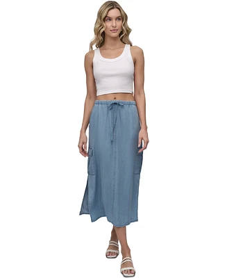 Dkny Jeans Women's Chambray Cargo Midi Skirt - Fjz