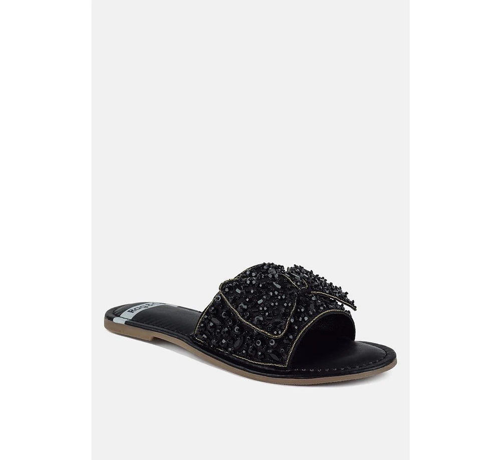 Pipa Big Bow Beaded Flats