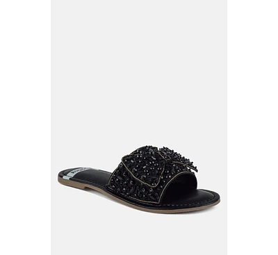 Pipa Big Bow Beaded Flats