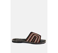 Kente Patterned Raffia Slip-On Flats