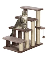 PawHut 4 Levels Cat Steps with Scratching Posts for High Bed, Sofa,