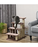 PawHut 4 Levels Cat Steps with Scratching Posts for High Bed, Sofa,