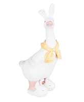 Geese w/ Easter Bunny Ears Cute Decorative Figure Figurine Figure Figurines, Set of 2