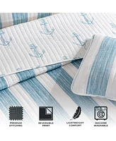 Linery & Co. Stripes & Anchors Microfiber Quilt Set With Shams