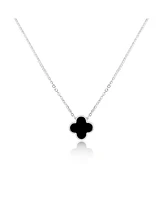 The Lovery Small Onyx Single Clover Necklace 14K White Gold