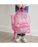 Packed Party Pink Party Clear Backpack Women's Fashion Shoulder Book Bag Confetti Backpack for Ladies for Work, Travel and More (Pink Party Collection