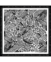 Jessie Zhao New York Double Sided Wool Silk Scarf Of Black Garden